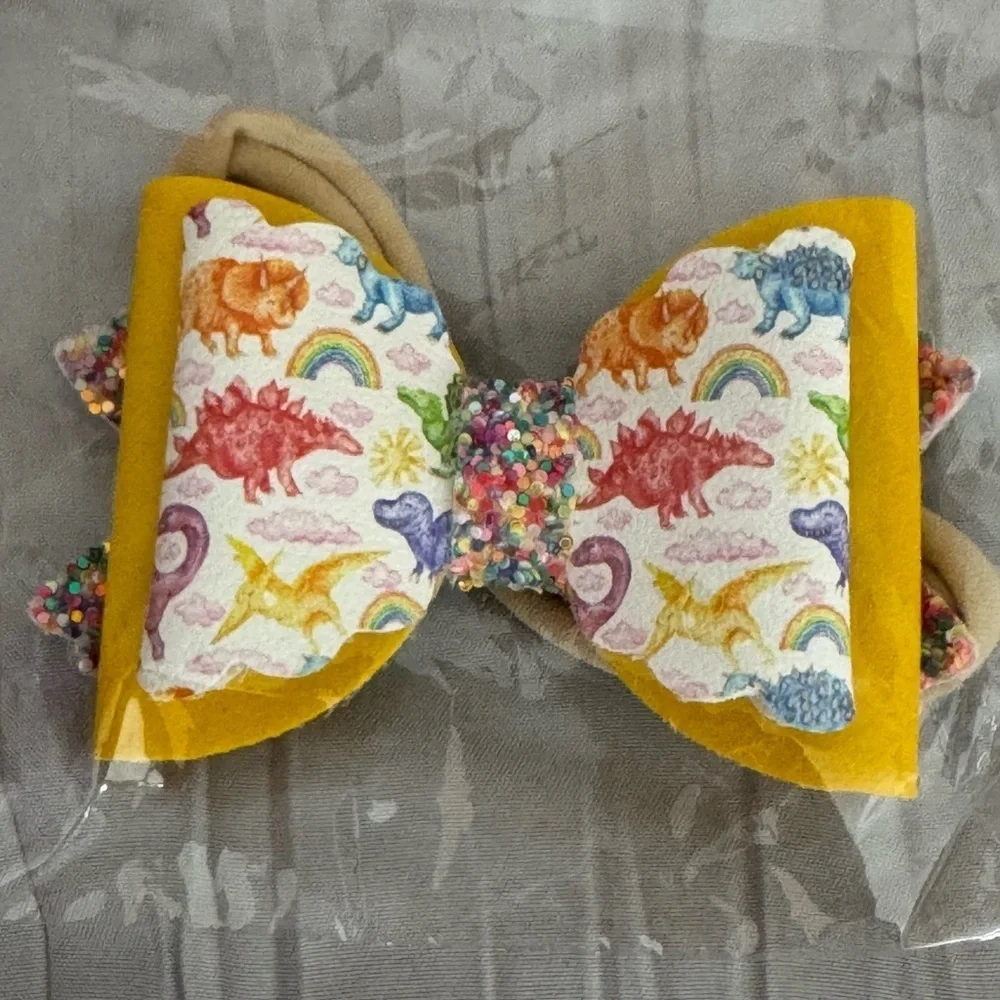 Infant Colorful Dinosaur Print Hair Bow